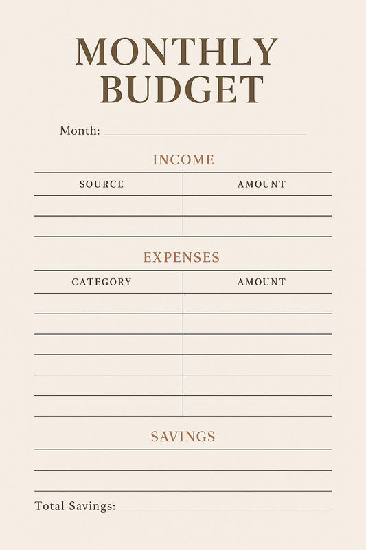 Monthly Budget Planner – Digital Download (Printable PDF)